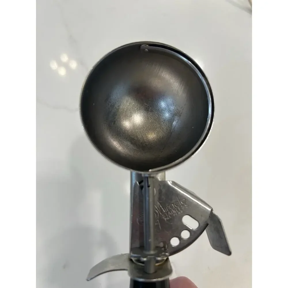 Vtg EKCO Miracle Black Handled Stainless Steel Ice Cream Scoop‎ Kitchen 1950’s
